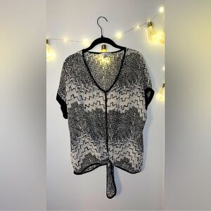 Christopher & Banks Tie Front Short Sleeve Blouse